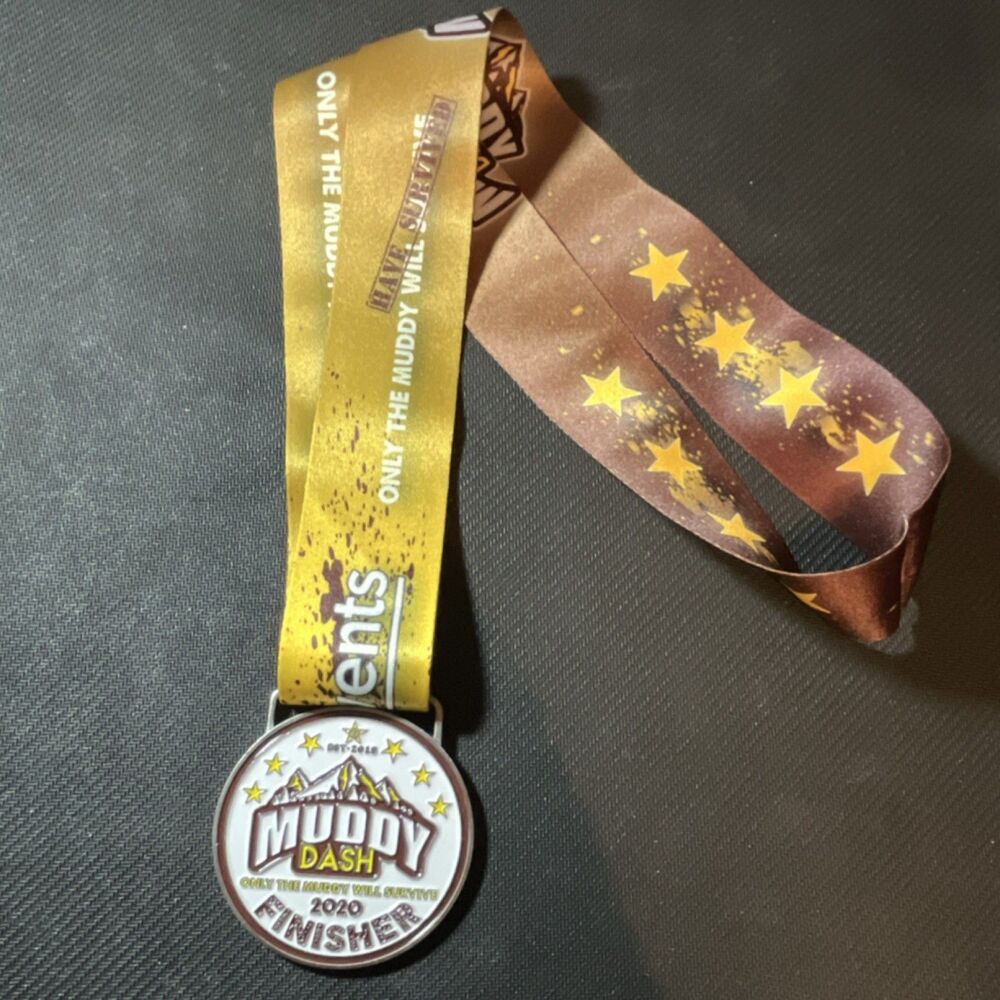 Muddy Dash 2020 Finisher Medal Yellow Ribbon